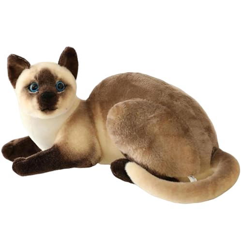 AOpghY Siamese Cat Plush 12in Realistic Lying Haltung Siamese Katze Stofftier hautfreundliche Katzenpuppe kuschelige Baumwolle ausgestopfte Katze Plüsch, gefüllte Tiere Teddybären von AOpghY