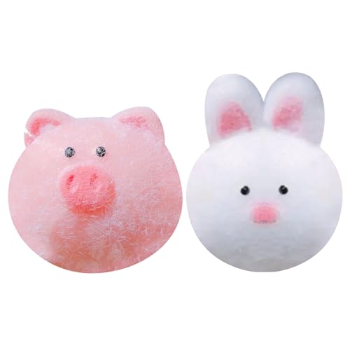 AOpghY Squeeze Toy 2pcs süßes Tier Dekompression Spielzeug lebendiger belastbarer Stressspielzeug mit Zubehör Stress -Relief -Spielzeug für Kinder Mädchen Frauen, Kaninchen + Schwein Neuheit Toys von AOpghY