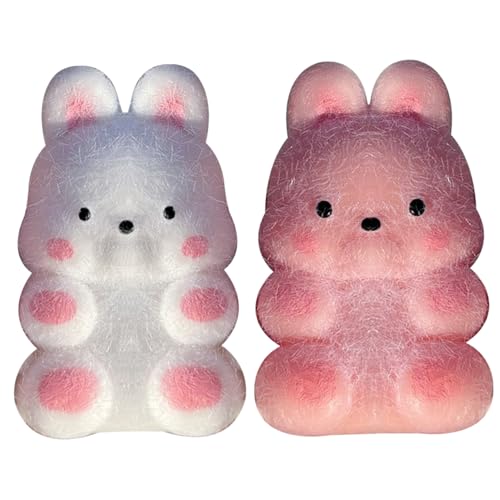 AOpghY Squeeze Toy 2pcs süßes Tier Dekompression Spielzeug lebhafter belastbarer Stressspielzeug mit Accessoires Stress Relief Toy für Kinder Mädchen Frauen, Kaninchen Neuheit Toys von AOpghY