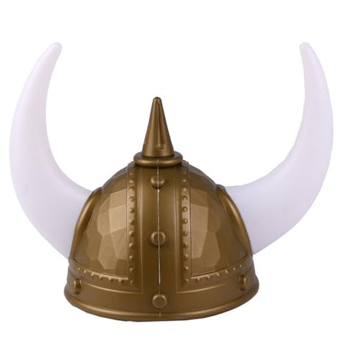 AOpghY Viking Hat Classic mittelalterlicher Helm lebensechter Wikingerhelm mit Hörnern Erwachsenen Partyhüte für Halloween, Kostümparty, Goldene Masquerade Party Dress endet von AOpghY