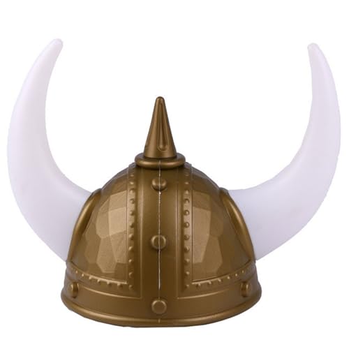 AOpghY Viking Hat Classic mittelalterlicher Helm lebensechter Wikingerhelm mit Hörnern Erwachsenen Partyhüte für Halloween, Kostümparty, goldene Masquerade -Kleidermaterial von AOpghY