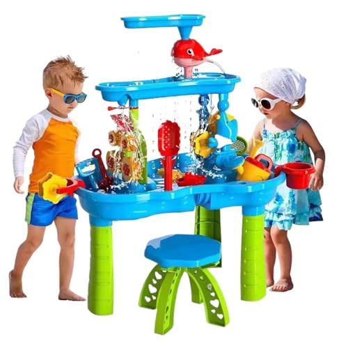 AOpghY Wassertisch für Kinder 1 Set 3-stufig geräumige sensorische Tisch Buntes Sand Tisch Interaktive Eltern-Kind-Entwicklung Kühlung Wasserspielzeug Outdoor Sportspiele und Spielzeug von AOpghY