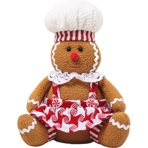 AOpghY Weihnachtsgingerbread Mann Plüsch mit Hut - süßes Lebkuchen -Stofftier für Urlaub, Weihnachtsdekorationen und Feiertagsgeschenke (Mädchen) Lebkuchenmann Plüsch von AOpghY