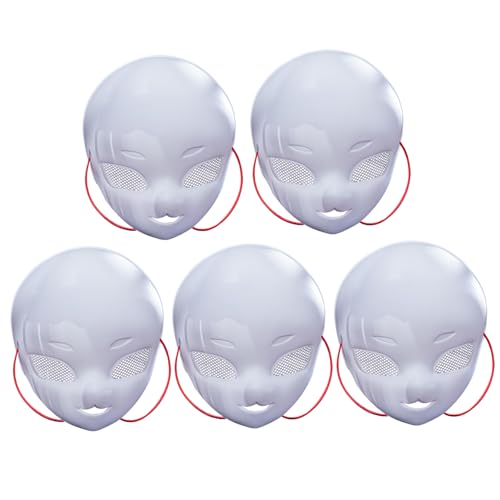 AOpghY Weiße Maske, 5pcs Vollgesichts -Fursuit -Maske mit Mesh Big Eye, DIY, um Leere Maske zu malen, Plastikmaske mit roter Seil -Cosplay -Partyzubehör von AOpghY