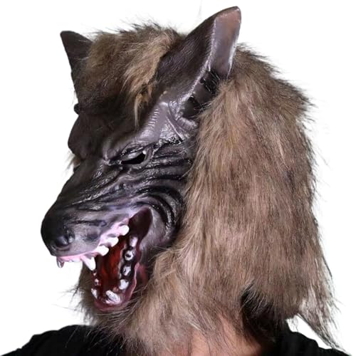 AOpghY Werwolf Maske Vinyl PVC Scary Halloween Maske eine Größe gruselige Wolf Kostüm Horrormaske mit Lüftungslöchern Cosplay -Werwolf Dress Up Maske Masquerade Dress Up Supplies von AOpghY