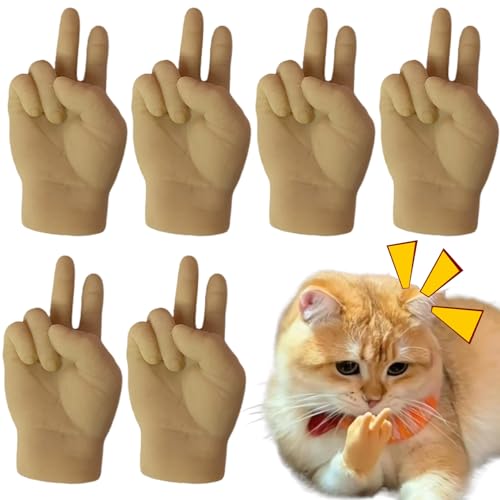 AOpghY Winzige Hände für Katzen 6pcs realistische V-Sign Mini-Hände Dehnbare kleine Hände Silikon lustige interaktive kleine Hände winzige Hände für Katzen von AOpghY