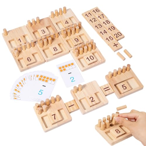 AOpghY Zählen Sie Peg Board -Set, Kinder Math Games Counting Pegs, Holzzählblöcke mit Addition und Subtraktions -Flash -Karten Mathematik -Lernspielzeug Kinderunterhaltungsprodukte von AOpghY