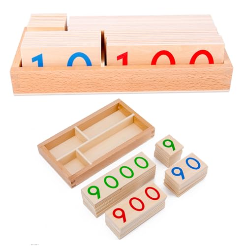 AOpghY Zahlenkarten 1-9000 Holzzahlenkarten mit Box kleine Nummernblöcke Spielzeug Bildungszählspielzeug für Kinder Basic Math Games Lernen Spielzeug & Spiele von AOpghY