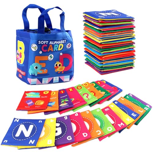 Alphabet-Flash-Karten 26pcs frühe Bildung Soft Alphabet Karten mit Bildern Eltern-Kind-Cartoon ABC Flash-Karten mit Speichertasche Kinderspielzeug Vorstellungen von AOpghY