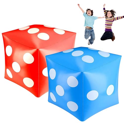 Ausblasbare Würfel 2PCS 11,8x11,8 Zoll Big Dice PVC Große Blow -up -Würfel für Innenpool -Pool -Party -Party -Spiele Blau und Rotspielzeug und Spiele von AOpghY