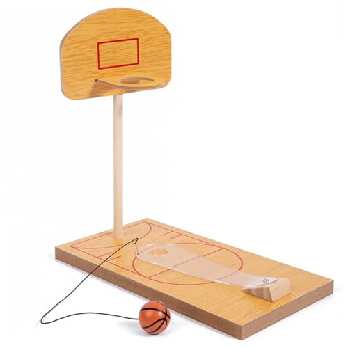 Basketballspiele Set 9.3x9.3x4,7 Zoll Holz Safe Mini Basketballspiel Kreatives lustige Desktop-Spiele für Neuheit, Eltern-Kind-Interaktion, Schreibtische Spielzeugbasketballspiele von AOpghY