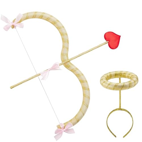 Cupid Bow und Pfeil Set One Size Red Arrows Valentinstag Cupid Kostümzubehör Cosplay Kosplay Food Dress Photo Requisiten Golden Pretend Play Supplies von AOpghY