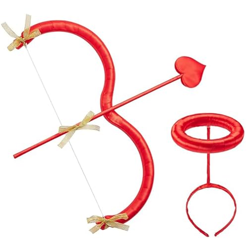 Cupid Bow und Pfeil Set One Size Red Arrows Valentinstag Cupid Kostümzubehör Cosplay Kosplay Food Dress Photo Requisiten rote Pretend Play Supplies von AOpghY