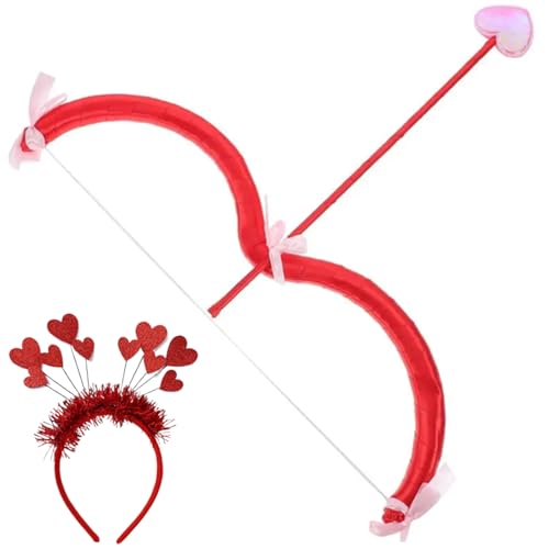 Cupid -Kostüm für Frauen Kinder, Cupid -Kostüm umfasst 15 -Zoll -Amorbogen und Pfeil, elastische Kopfbedeckung mit Herzfeiertag und Maskerade -Kleidungszubehör von AOpghY