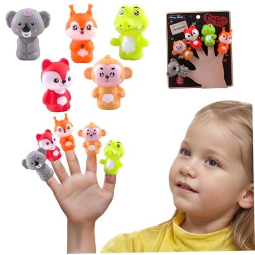 Fingerpuppen, 5pcs 5 Stile süße Tierpuppenpuppen, PVC Interaktive Fingerpuppen für Kinder im Alter von 3 bis 5 Jahren, Partybevorzugt Goodie Bag Füllstoffe Tier Fingerpuppen von AOpghY