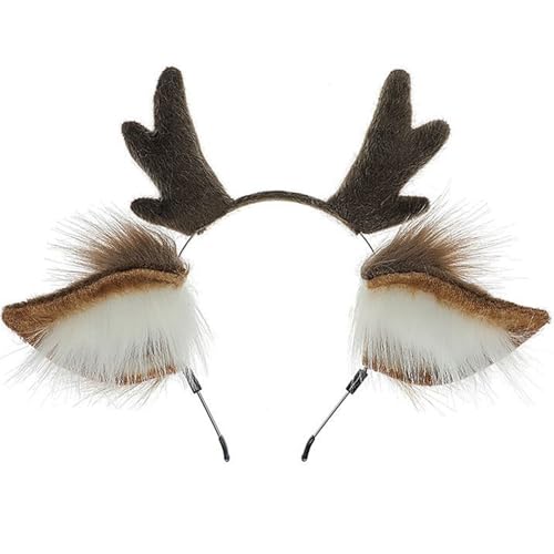 Geweihstirnband, Plüsch niedliches Antler -Stirnband, Schönheits -Rentiergeweih Stirnband, Simulation Tier Weihnachten Stirnbänder, Haarzubehör Festive Masquerade Dress -up -Vorräte von AOpghY