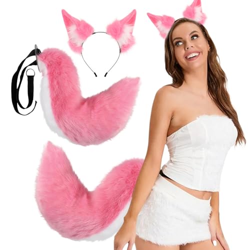 Halloween Fox Ohren und Schwanzset, weiche flauschige Fuchs -Ohren -Stirnband und einstellbares pelziges Schwanz, Fox -Kostüm für Halloween -Party -Cosplay -Kostüm, Style 1 Cosplay Party Supplies von AOpghY