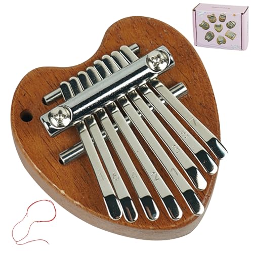 Kalimba 8 Key Heartform Kalimba Daumen Klavier Handheld Finger Piano mit Lanyard & metallketten tragbarem Daumen Klavier für Kinder, Erwachsene, Anfänger Kinderunterhaltungsprodukte von AOpghY