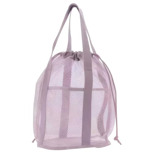 Kids Beach Bag Beach Tote Tasche mit Kordelfaltbarer Strandspielzeugbeutel mit 2 Vordertaschen Schwimmbad Mesh Bags Drawess hellviolettes Outdoor -Sportspiele und Spielzeug von AOpghY