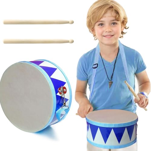 Kids Drum Set, 8 blaue Holztrommeln, Trommelspielzeug mit verstellbarem Riemen und 2 Drumsticks, glatte sensorische Musikinstrumenttrommel für Kinder über 3 Jahre Geschenk Kid's Toys Supplies Supplies von AOpghY