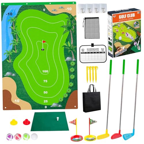 Klebriges Golfmattenspiel, Kinder-Golfset, Golf-Chipping-Spiel mit Golfmatte, klebrigen Bällen, Aufbewahrungstasche, Golfschlägern, Sportspielzeug, Geschenk, Wurfspiel, Kleinkind-Golfspielzeug von AOpghY