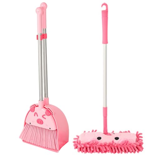 Kleinkindbesen und Reinigungsset, Kids Mopp und Broom Set, Cat Cat Kleinkindreinigungsset, Besen, Staubpan und ausziehbarer Mop Style 1 tun Play Supplies von AOpghY