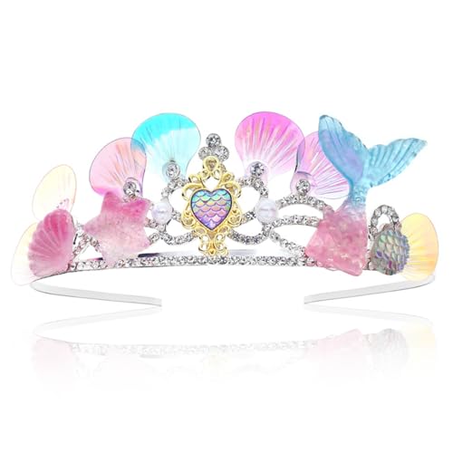 Mermaid Crown Gradient Tail Fish Scales Mueshell Hair Accessoires süß dekorierte Prinzessin Tiara Crown für Mädchen Kleinkind Geburtstagsfeier Grad Kostüm für Schönheit von AOpghY