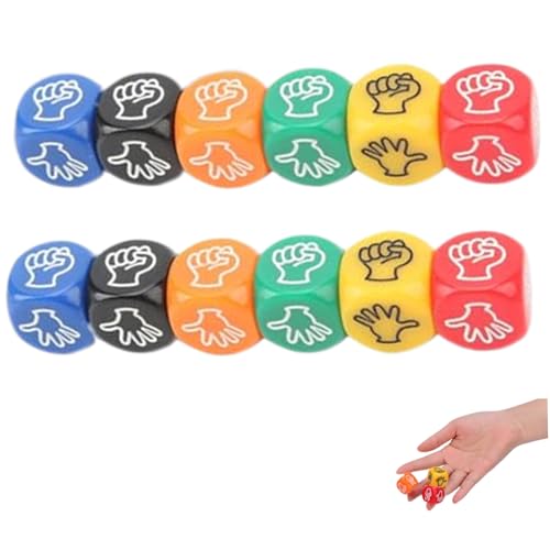 Rock Paper Scissors Würfel, 12 pcs Finger Ratenspiel Würfel Hülle, 6 Farben 0,8 Zoll Rock Paper Scissors Würfel, lustige Würfel -Bulk -Standard -Spielwürfel Würfel von AOpghY