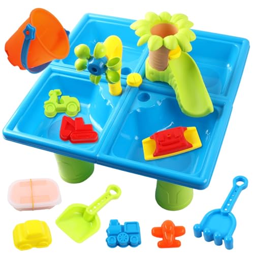 Sand-Wassertisch, 24-teilig/Set, 2-in-1, sicherer Wassertisch aus Kunststoff für Kleinkinder mit Strandspielzeug, lustiger Sinnestisch, Wassertische für Kinder, Sportspiele und Spielzeug für draußen von AOpghY