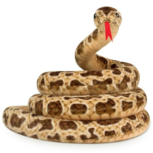 Snake Stoffed Animal Halloween 78,7in Simulation Schlange Plüsch mit Zungengeschwitzte aus der Plüsch -Baumwolle gefüllte Schlange für Party -Streich, braune Neuheit und lustige Spielzeuge von AOpghY