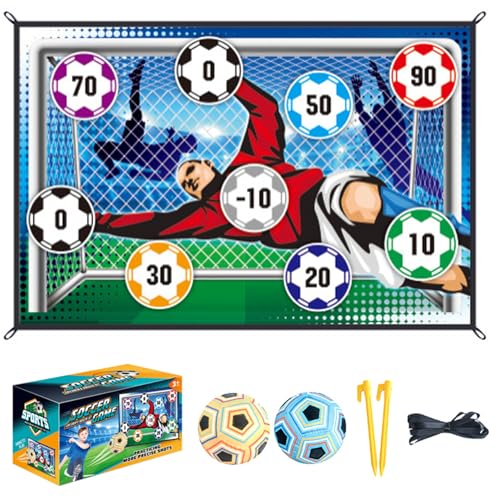 Soccer Games Set enthält 59x39 -Zoll -Ziel -Wurf Mat ＆ 2 klebriger Indoor -Fußballball, Fußball -Ball -Set mit 4 Sticking -Haken, 2 gemahlenen Einsätzen, 4 Bändern, Style 1 Indoor Soccer Ball Set von AOpghY