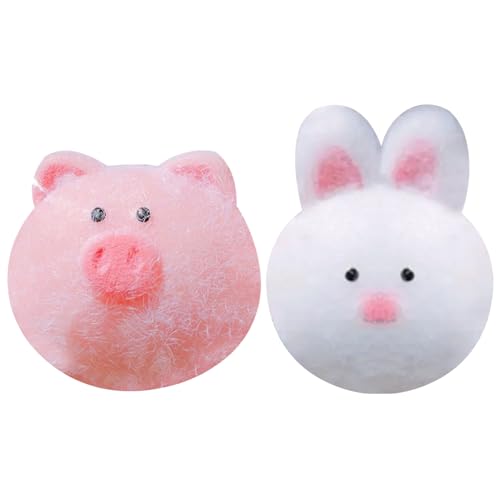 Squeeze Toy 2pcs niedliches Tier Dekompression Spielzeug lebendiger belastbarer Stressspielzeug mit Accessoires Stress -Relief -Spielzeug für Kinder, Kaninchen + Schweinespielzeug und Spiele von AOpghY