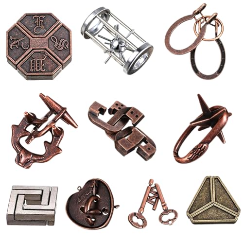 Twin Key Lock -Puzzle, 10pcs klassisches Metall -Lock -Puzzle, herkömmliche Hirnteaser -Rätsel für Puzzlespiele, Entsperren des Verriegelungshirn -Teaser -Spielzeugs Twin Key Lock -Puzzle von AOpghY