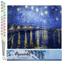 FiguredArt PN803 - Malen nach Zahlen, Sternennacht über der Rhone Van Gogh, Leinwand 40x50cm ohne Rahmen, Malset, Paint by Numbers FiguredArt PN803 - Malen nach Zahlen, Sternennacht über der Rhone Van Gogh, Leinwand 40x50cm ohne Rahmen, Malset, Paint by Numbers von AP COMMERCE