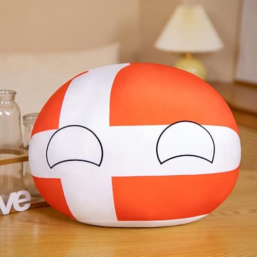 APANSHJY 30 cm Country Ball Plüschtier, Kawaii Polandball Gefüllter Plüschanhänger, for Kinder Mädchen Anime Fans Zimmerdekoration Ornament Italien(Denmark) von APANSHJY