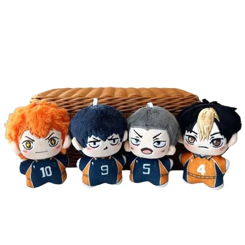 APANSHJY Haikyuu Plüschanhänger, Zeichentrickfigur, Hinata Shoyo Tobio Kageyama Yu Nishinoya, Puppe, Puppe, süßer Anhänger, Plüsch-Schlüsselanhänger, Rucksack-Dekoration(4pcs) von APANSHJY