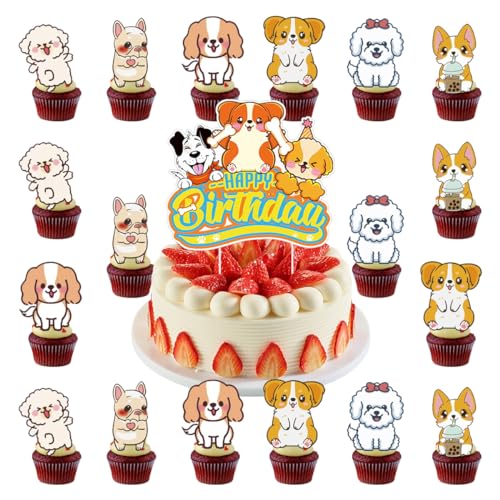 34PCS Dog Party Cake Toppers - APDDHJ Cake Birthday Decorations, Kids Birthday Theme Party Decorations for Baby showers Birthday Party Supplies for Boys Girls von APDDHJ