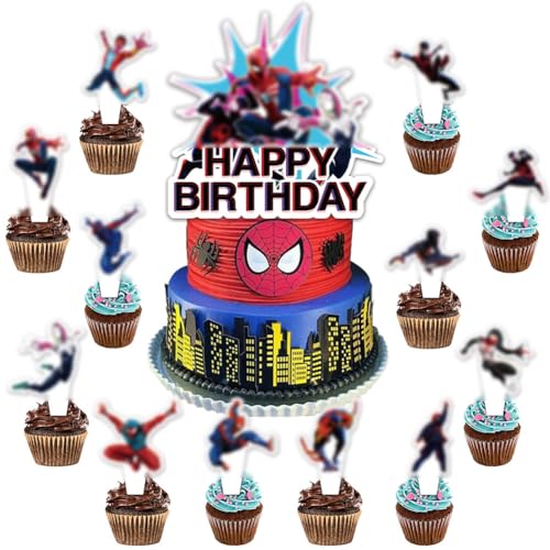 APDDHJ Anime Cake Toppers, 13pcs Cake Decorations, Happy Birthday Cake Toppers Hero Birthday Decorations For Birthday Cake Toppers For Kids Party Birthday Cake Decoration Party Supplies von APDDHJ