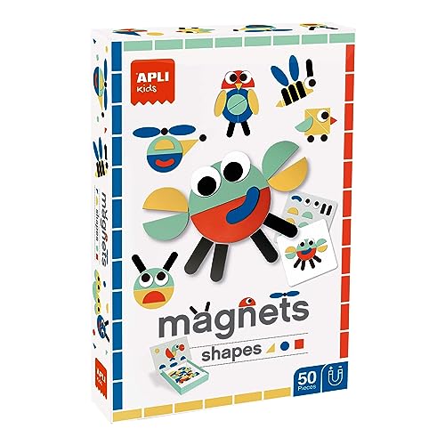 APLI Kids 19441 Shapes Spiel mit geometrischen Formen, Tafel mit 50 magnetischen Teilen, Lernspiel, empfohlen für Kinder ab 3 Jahren, bunt von APLI Kids