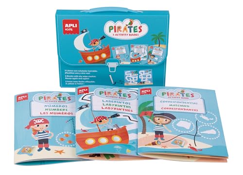 APLI Kids 18247 Piraten Koffer mit 3 Aktivitätsbüchern, blau von APLI Kids