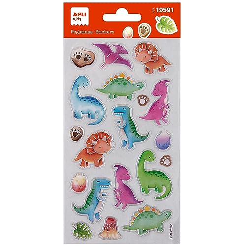 APLI Kids 19591 Dinosaurier-Baby-Sticker, inkl. 1 Bogen mit 20 permanenten Aufklebern, ideal für Scrapbooking, Dekoration oder DIY von APLI Kids