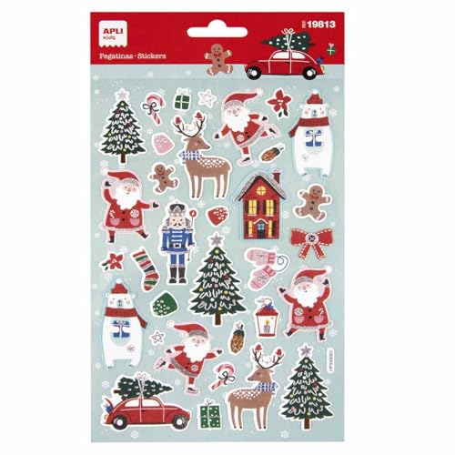 APLI Kids 19813 - Weihnachtsaufkleber (Thema Ski, Weihnachten), 33 Sticker, permanent klebend, silberfarben, ideal für Scrapbooking, Basteln oder Dekorieren von Geschenken, Karten usw von APLI Kids