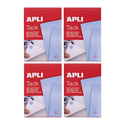 APLI 18996 – Packung mit 4 Beuteln von APLI Tack wiederverwendbare Spachtelmasse blau – 57 g (228 g) von APLI