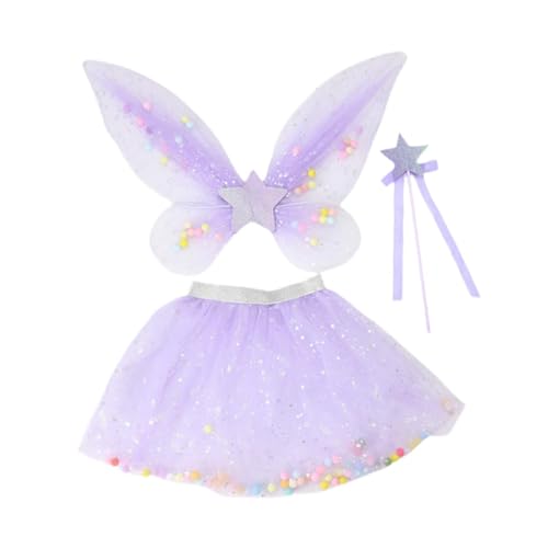 APLVFFZH 3x Mädchen Tutu Rock und Set Geschenk Party Kind Schmetterling Kostüme, Lila von APLVFFZH