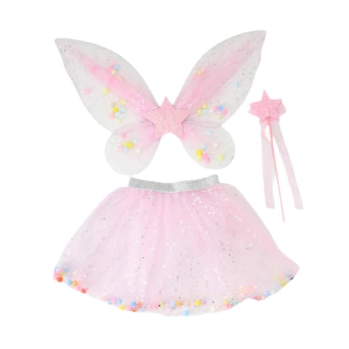 APLVFFZH 3x Mädchen Tutu Rock und Set Geschenk Party Kind Schmetterling Kostüme, Rosa von APLVFFZH