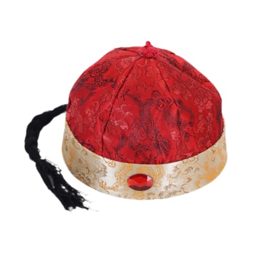 APLVFFZH Chinesische orientalische Hut-Rollenspiel-Party-Cosplay-Kappe für Mottoparty-Fotografie, Dunkelrot 48cm von APLVFFZH