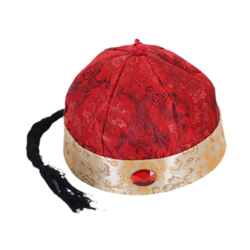 APLVFFZH Chinesische orientalische Hut-Rollenspiel-Party-Cosplay-Kappe für Mottoparty-Fotografie, Dunkelrot 50cm von APLVFFZH