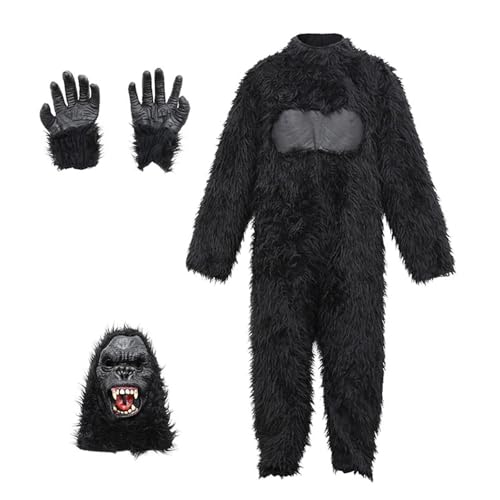 APLVFFZH Halloween Gorilla Kostüm mit Kopfbedeckung Handschuhe für Maskerade, XL 16 Jahre alt von APLVFFZH