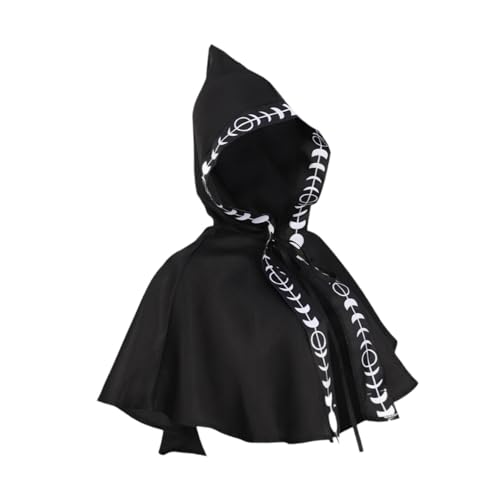 APLVFFZH Halloween Umhang Gothic für Frauen Männer Schal Cosplay Rollenspiele Kutte Hut, Schwarz von APLVFFZH