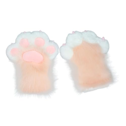 APLVFFZH Handschuhe mit Katzenpfoten, süß, warm, weich, ausgestopft, für Bühnenshows, Partys, Kostümfeste, Rosa Binden Rosa von APLVFFZH